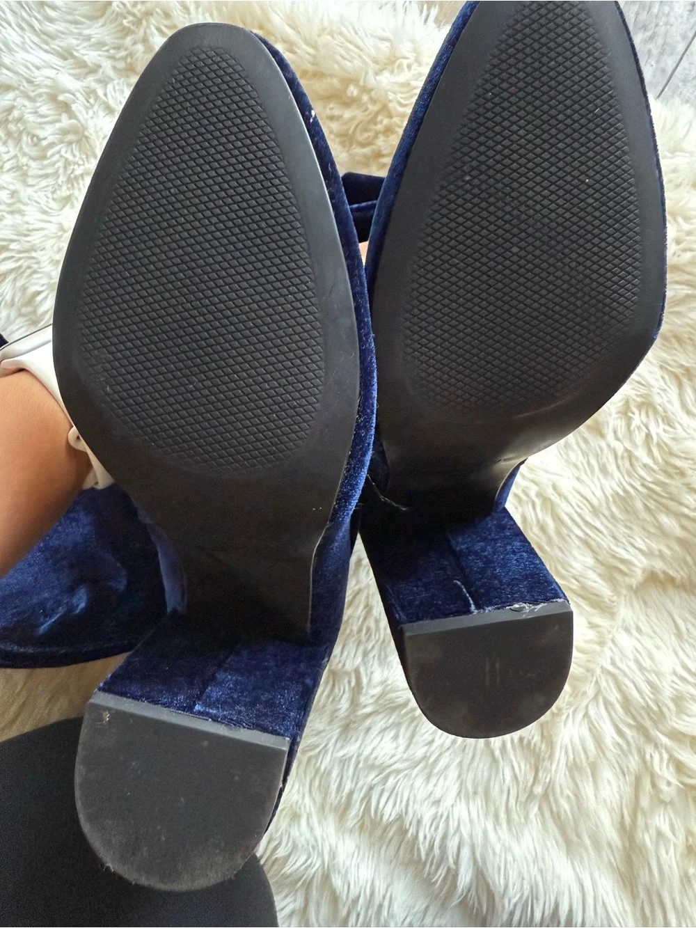 Zara Navy Velvet Over-the-Knee Block Heel Boots